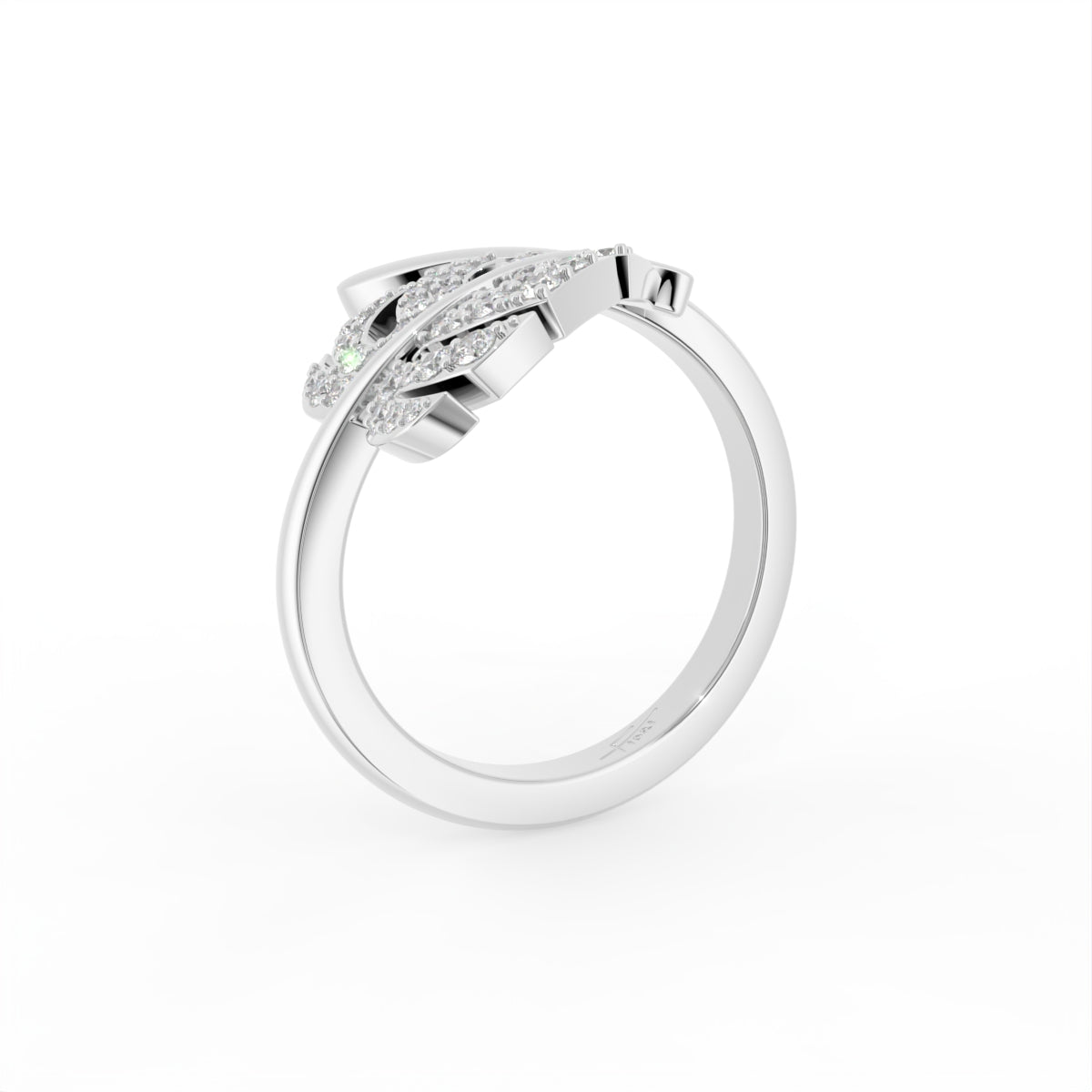 18K Leaf Diamond Ring — 3D VIEW