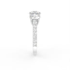 18K Trilogy Round Diamond Engagement Ring — SIDE