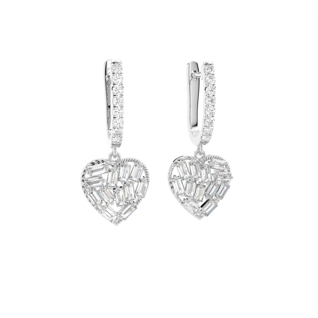 18K Bezel Diamond Drop Earrings — 3D VIEW