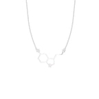 14K White Gold Dopamine Molecule Round Diamond Pendant — FRONT