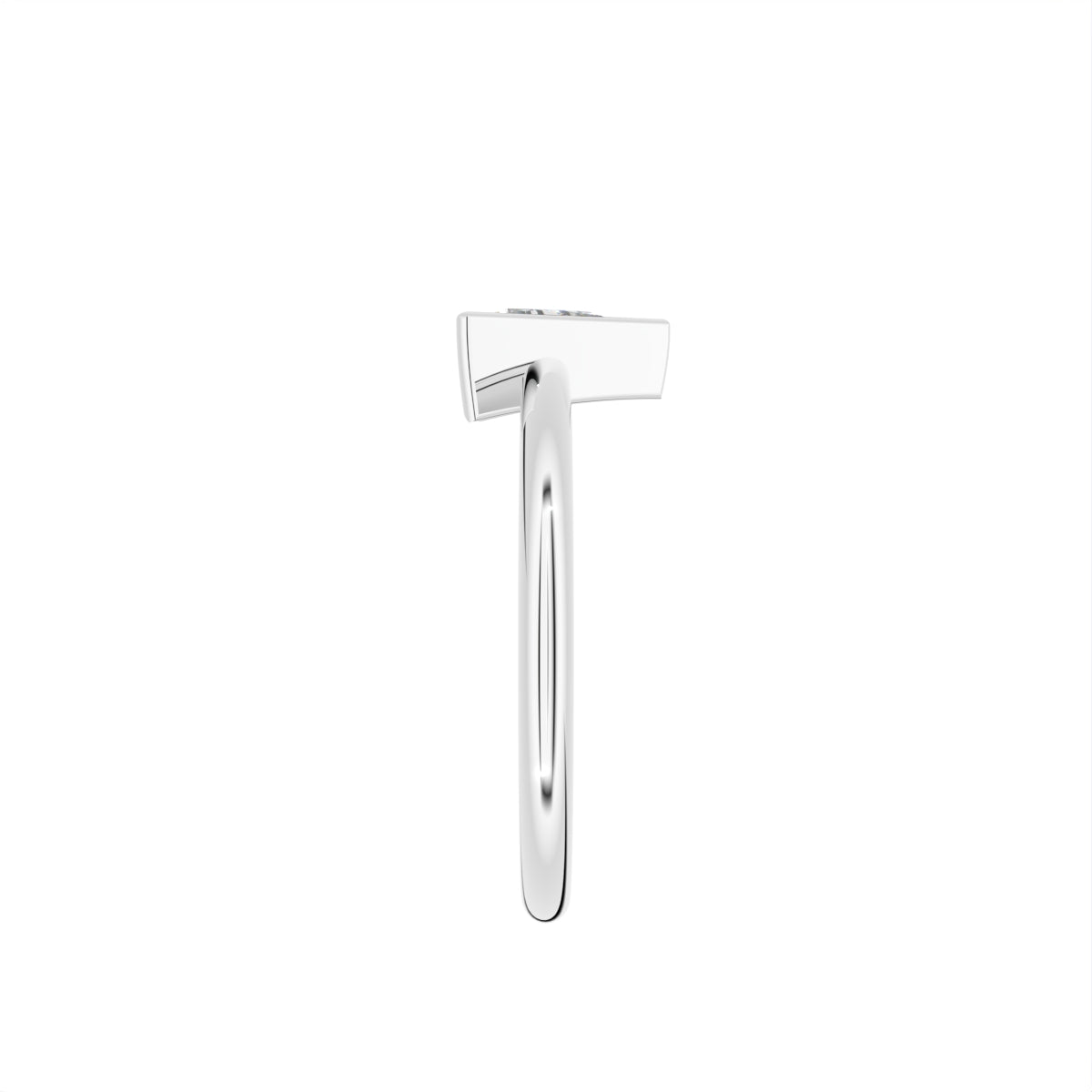 18K Solitaire Baguette Diamond Promise Ring — SIDE