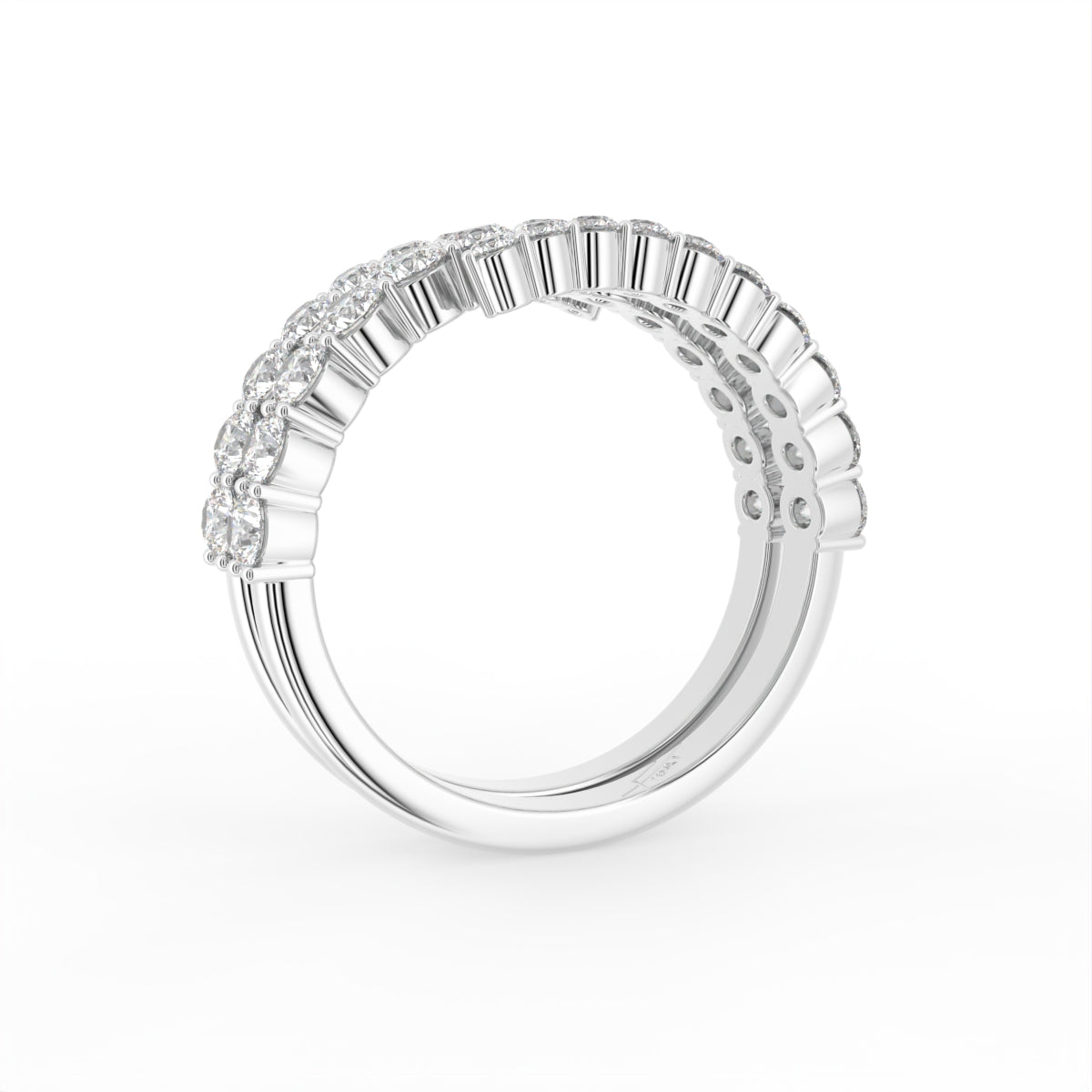 18K Spiral Pave Diamond Ring — 3D VIEW
