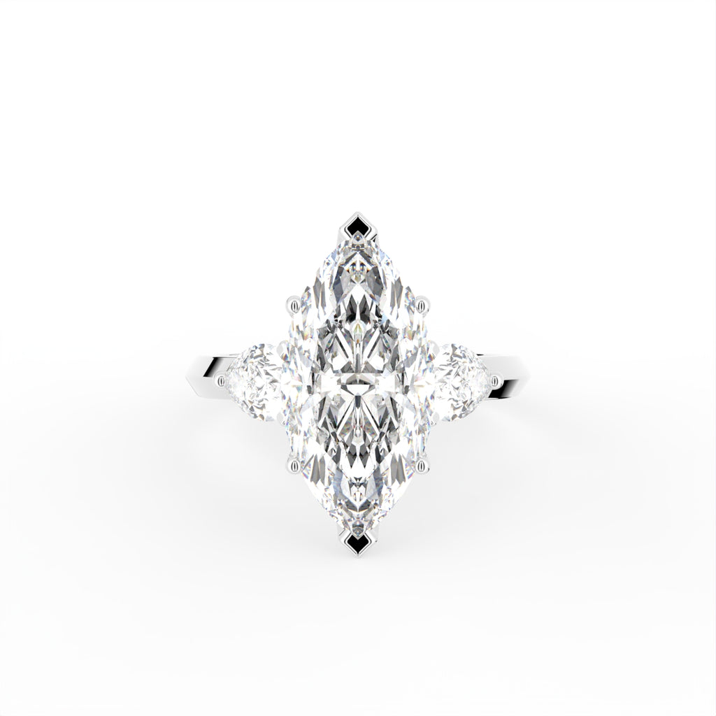 vimg:Z00213|18K White Gold Trilogy Marquise Diamond Ring — TOP