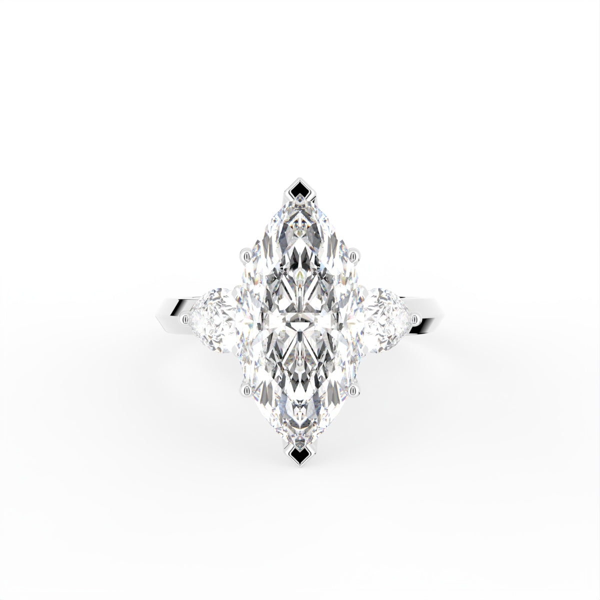 vimg:Z00213|18K White Gold Trilogy Marquise Diamond Ring — TOP