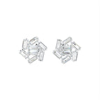 18K Baguette Diamond Cluster Stud Earrings — TOP