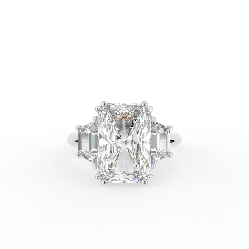 18K Trilogy Radiant Diamond Ring — TOP