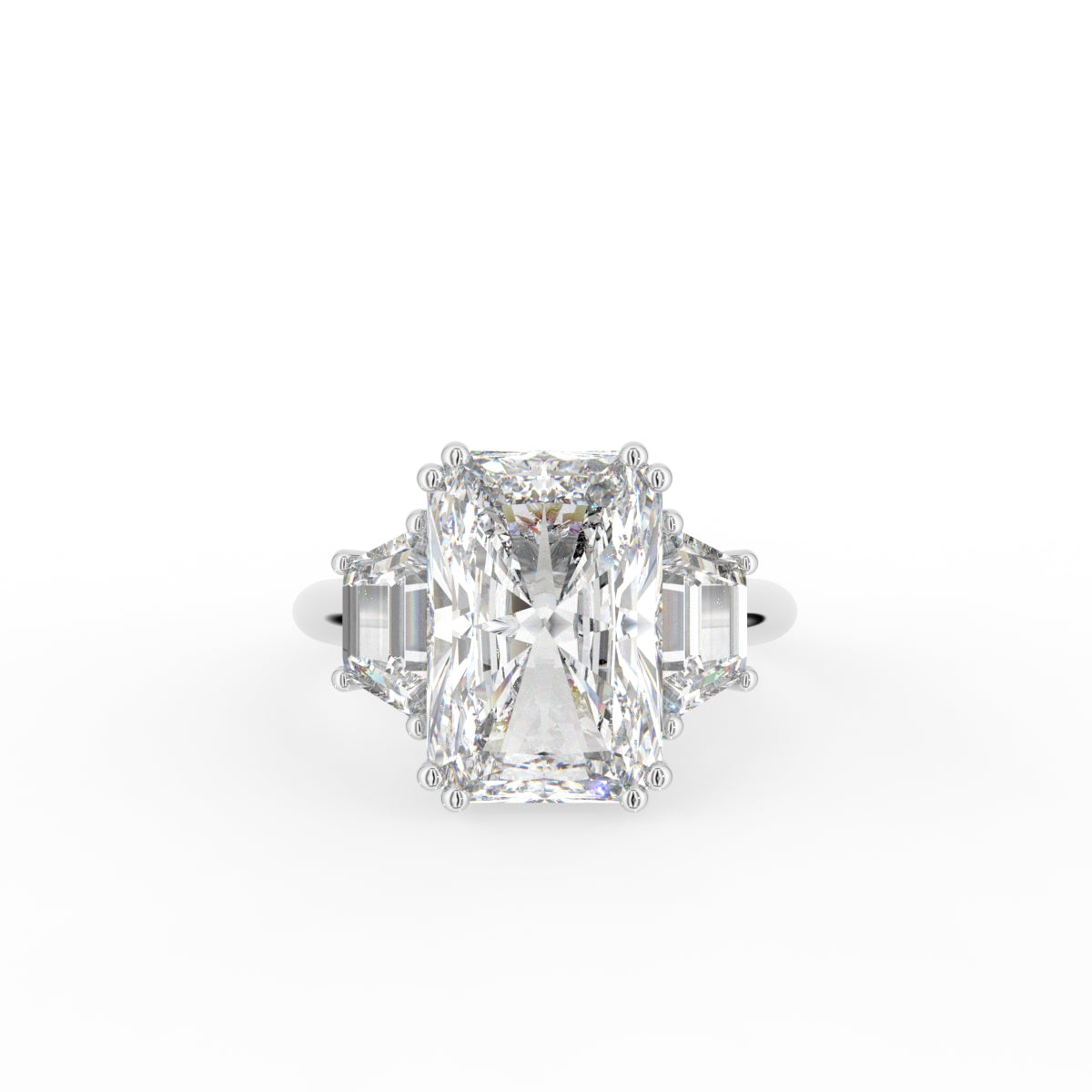 18K Trilogy Radiant Diamond Ring — TOP