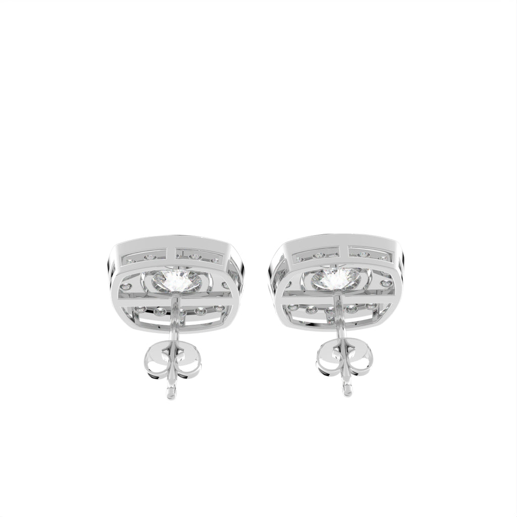 18K Halo Lab Grown Diamond Earrings — BACK