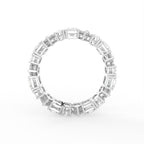 14K White Gold Emerald Diamond Full Eternity Ring — FRONT