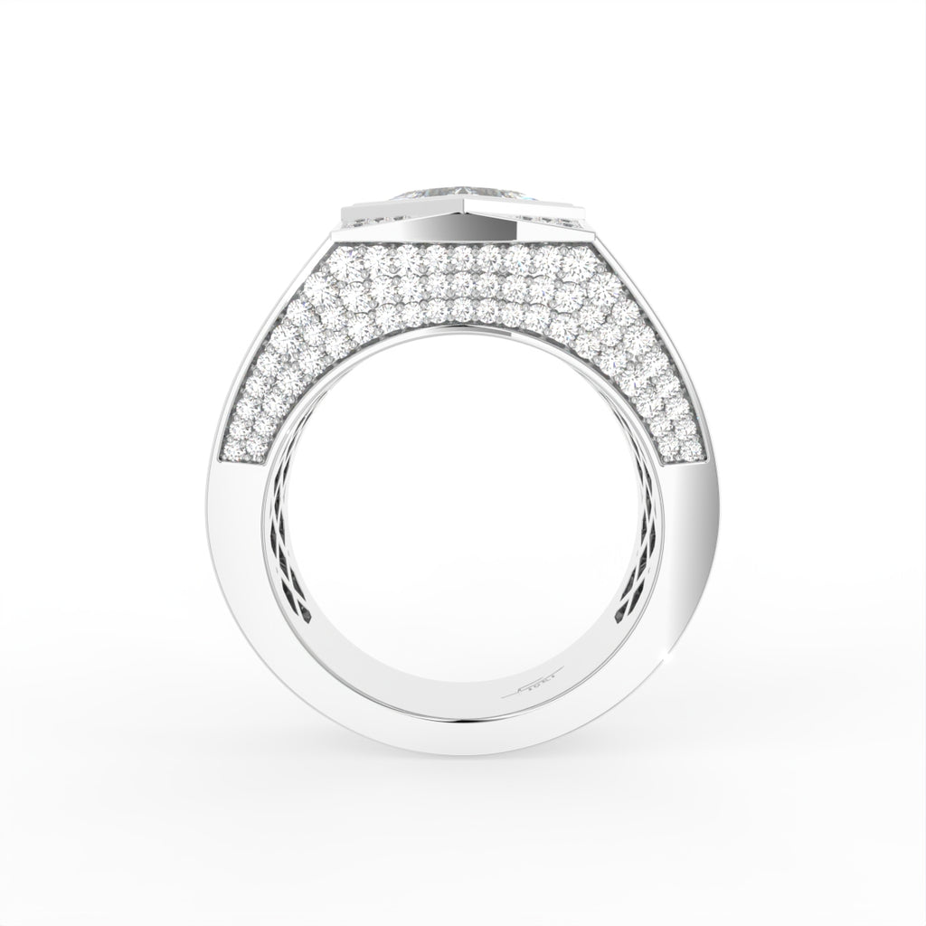 18K White Gold Bespoke Pave Diamond Ring — FRONT