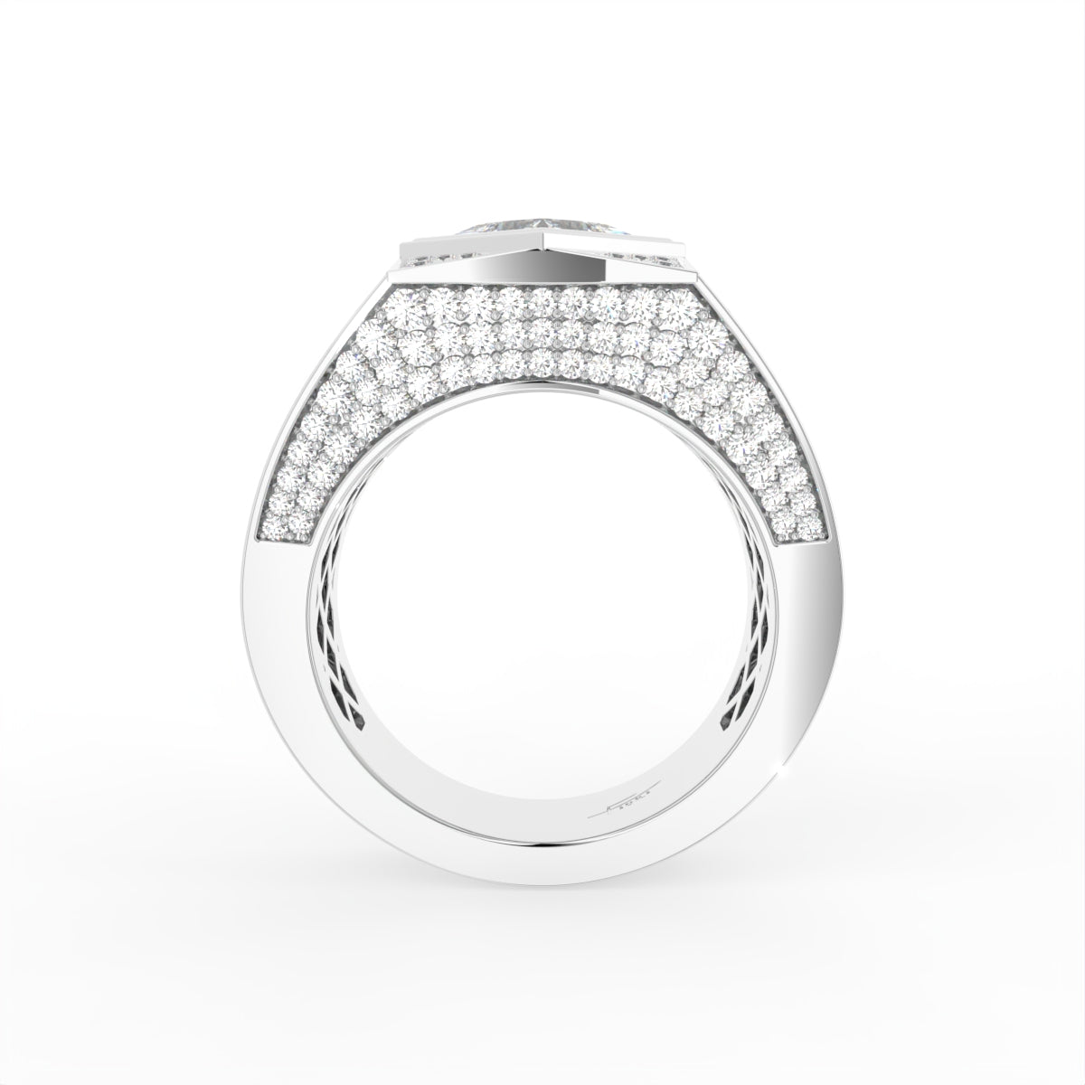 18K White Gold Bespoke Pave Diamond Ring — FRONT