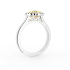 18K White Gold Oval Halo Diamond Engagement Ring — 3D VIEW