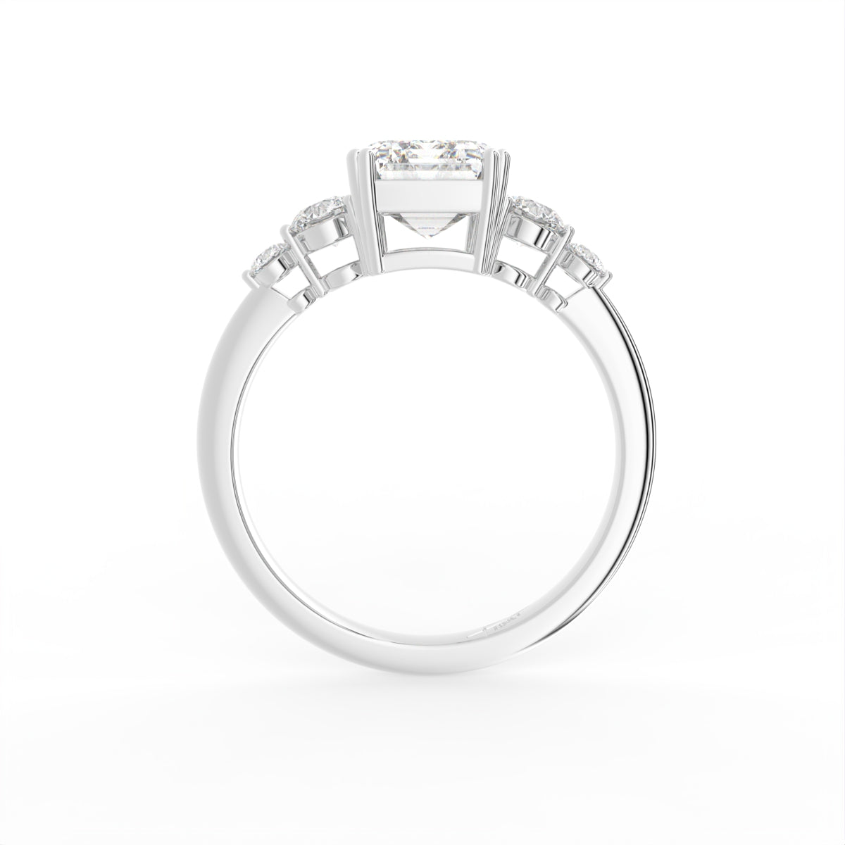18K Bespoke Emerald Cut Diamond Engagement Ring — FRONT