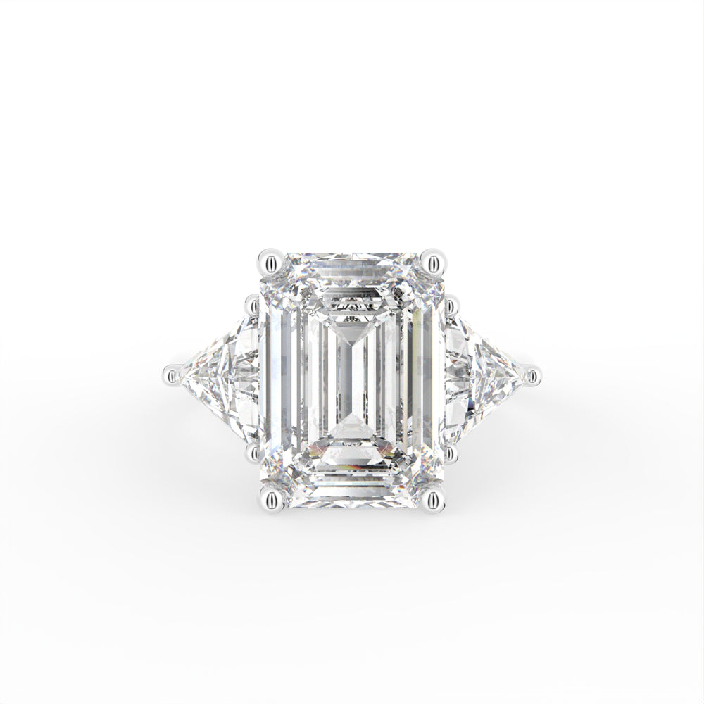 18K Trilogy Emerald Cut Diamond Ring