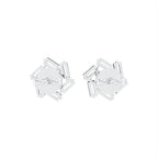 18K Baguette Diamond Cluster Stud Earrings — BACK