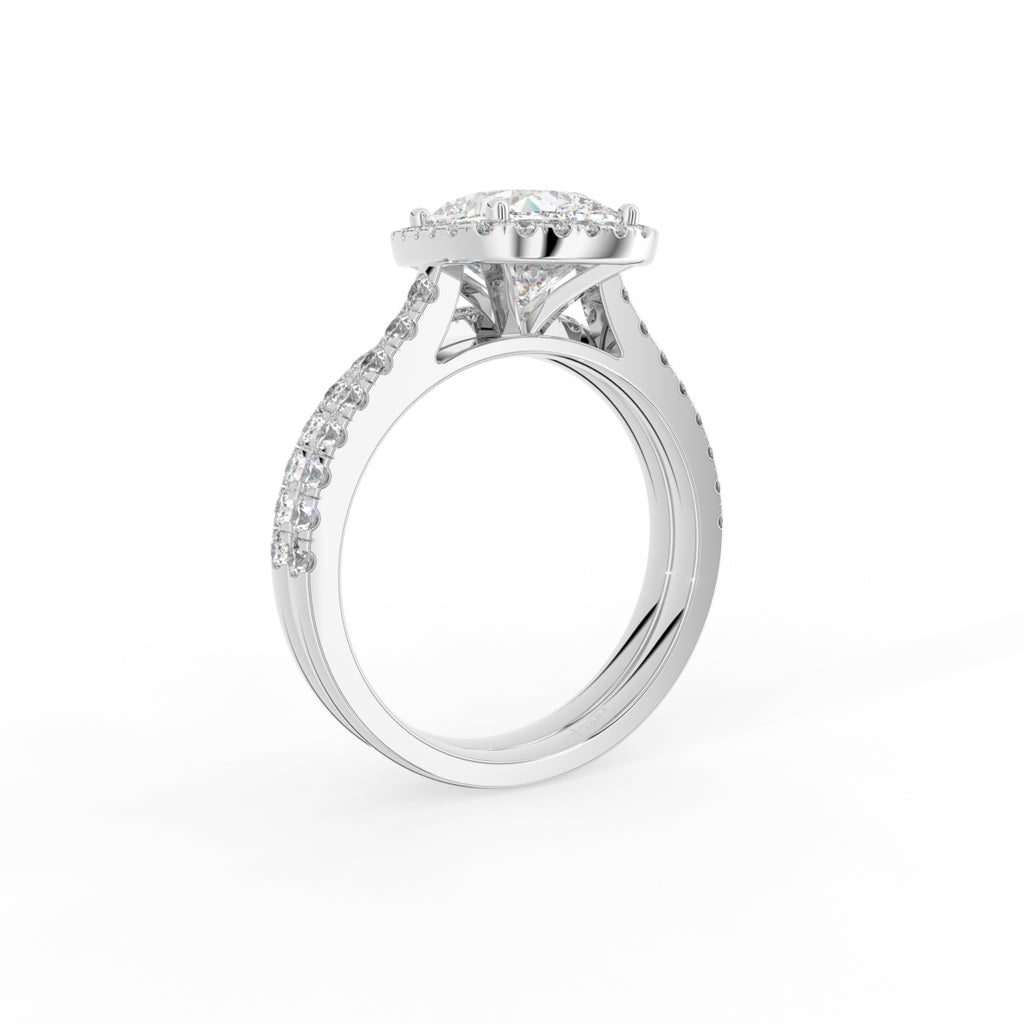 18K Halo Cushion Diamond Ring — 3D VIEW