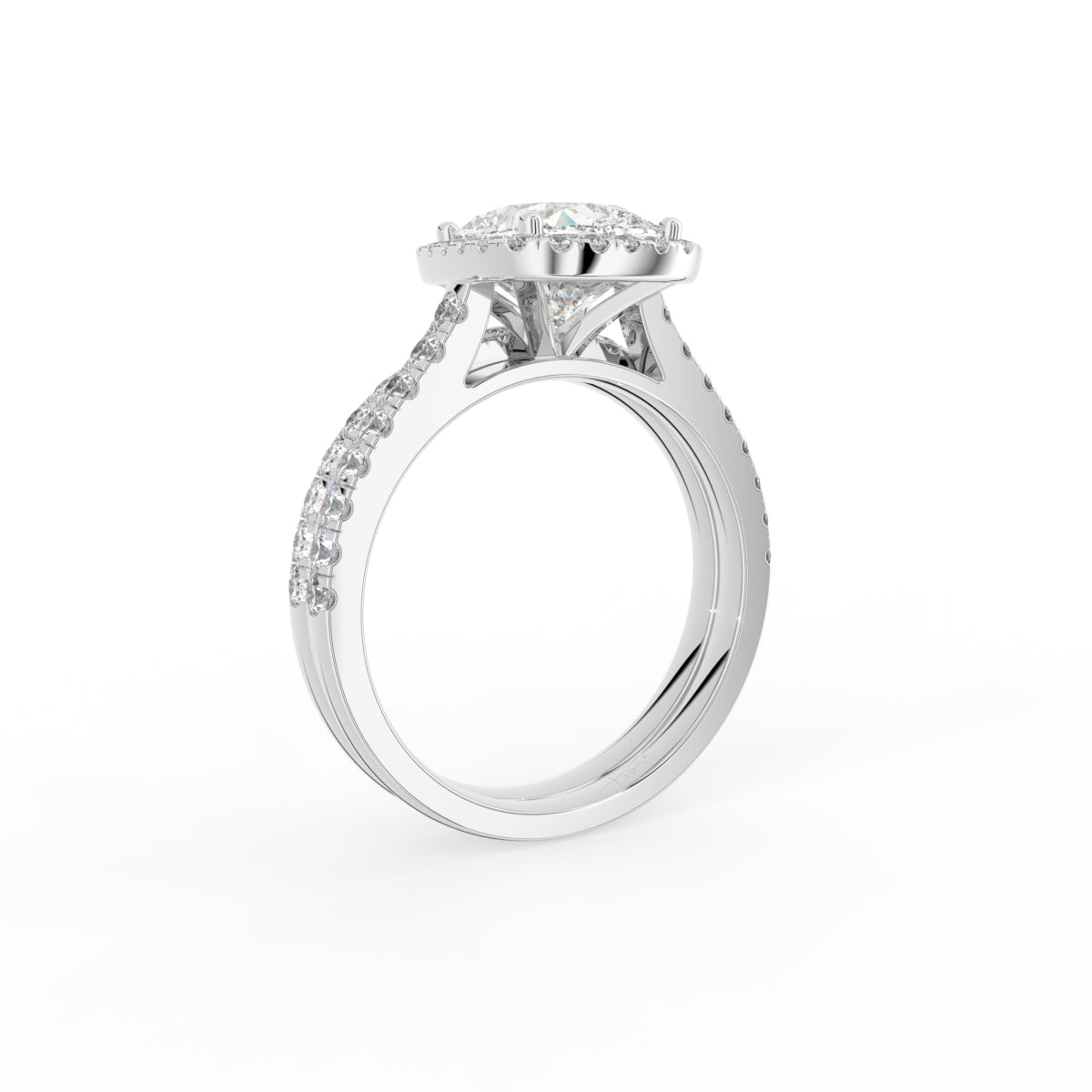 18K Halo Cushion Diamond Ring — 3D VIEW