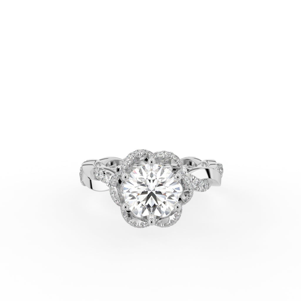 18K Solitaire Round Diamond Engagement Ring — TOP