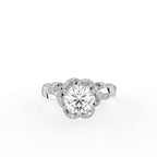 18K Solitaire Round Diamond Engagement Ring — TOP