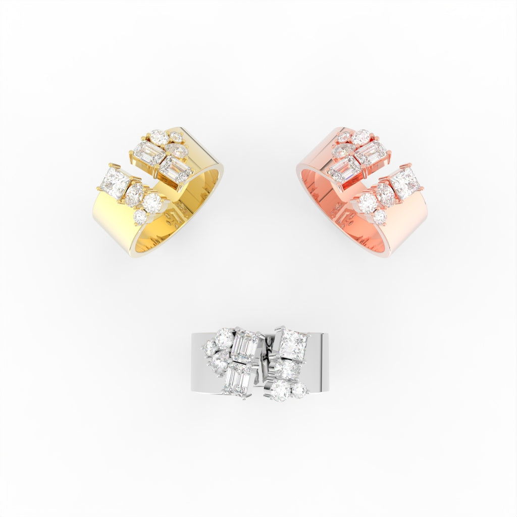 Sterling Silver Diamond Ring — 3 COLOR