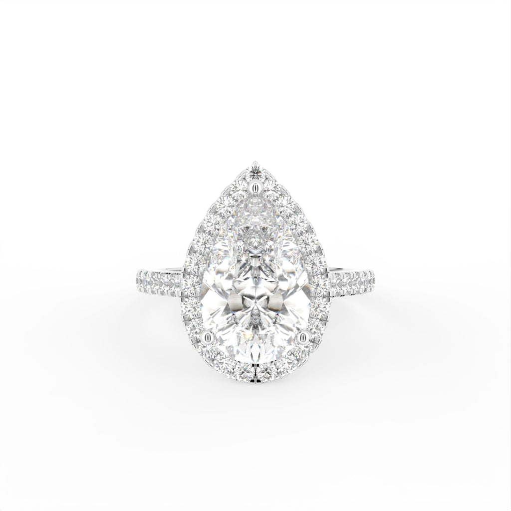 vimg:FJ4399|vimg:FJSTWG00082|18K White Gold Halo Pear Diamond Ring — TOP