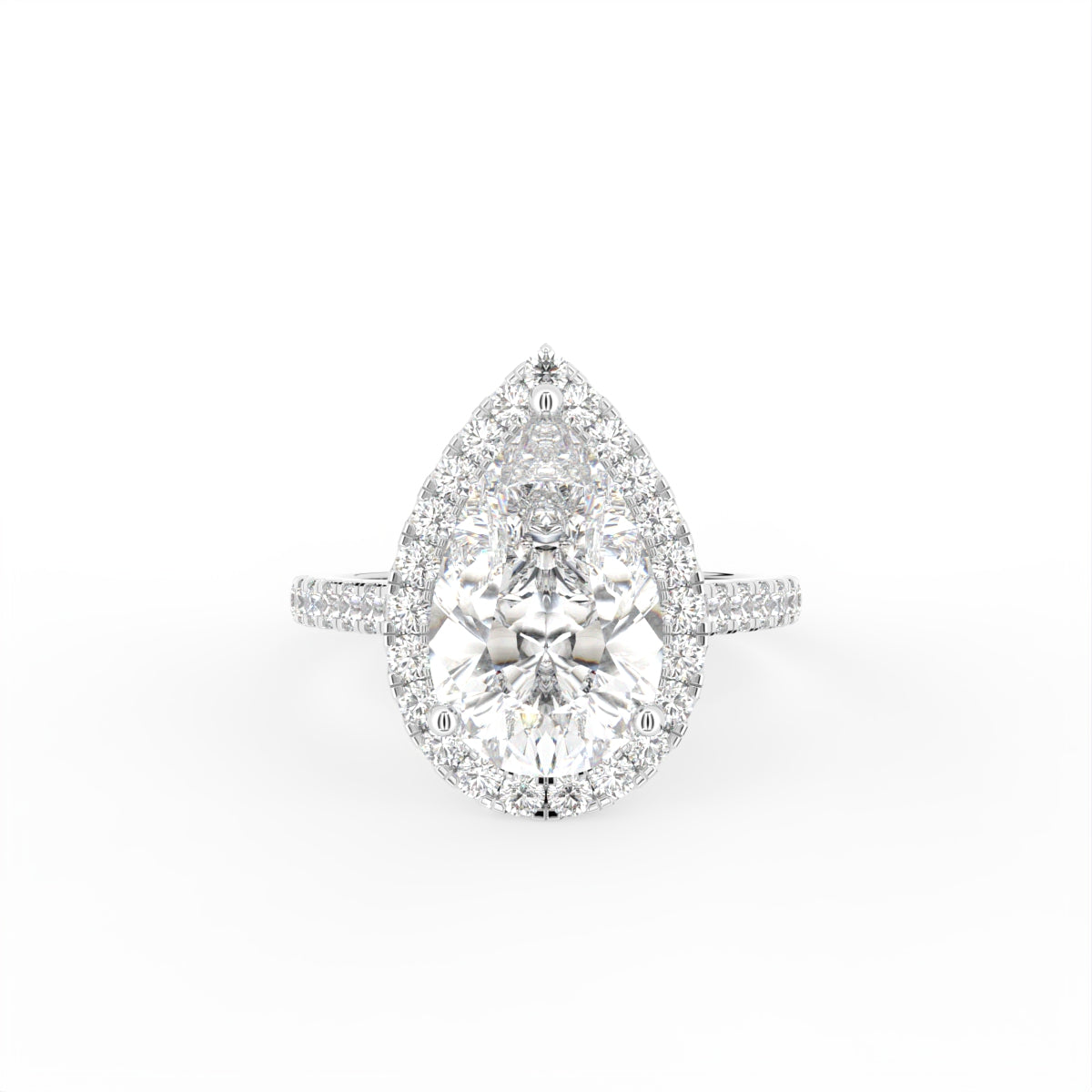 vimg:FJ4399|vimg:FJSTWG00082|18K White Gold Halo Pear Diamond Ring — TOP