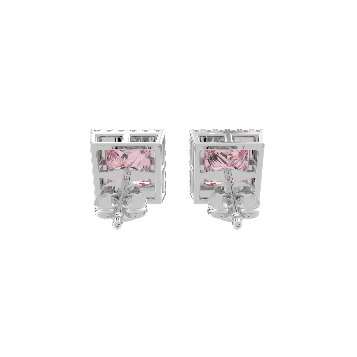 vimg:Z01799|18K Princess Halo Diamond Earrings — BACK
