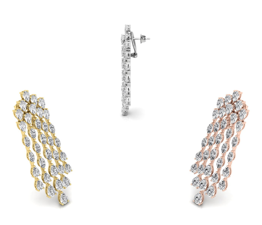 18K Marquise Diamond Drop Earrings — 3 COLOR