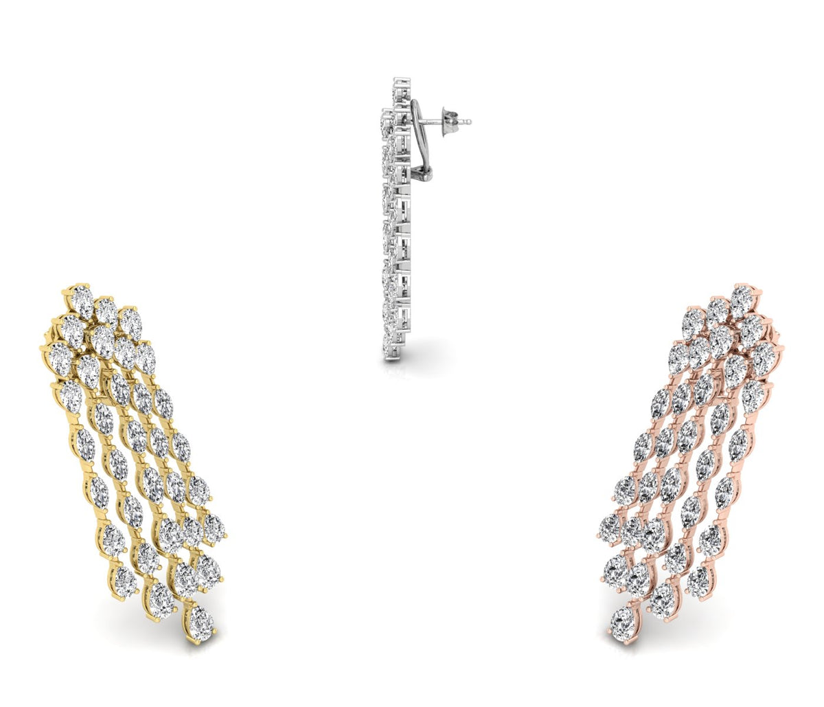 18K Marquise Diamond Drop Earrings — 3 COLOR