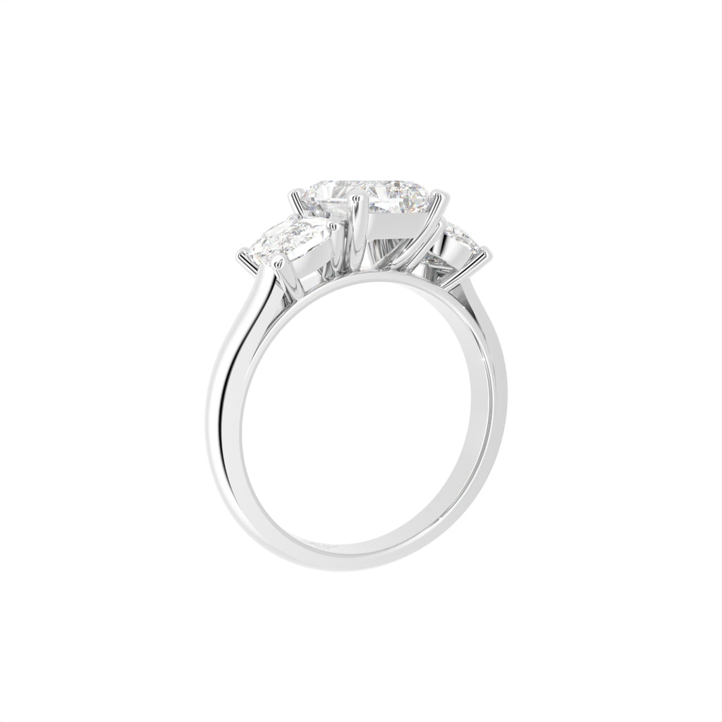 18K Trilogy Diamond Engagement Ring — 3D VIEW
