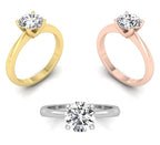 18K Solitaire Round Diamond Engagement Ring — 3 COLOR