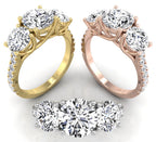 18K Trilogy Round Diamond Engagement Ring — 3 COLOR