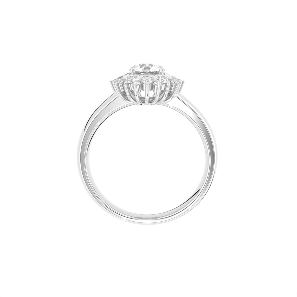 18K Halo Round Diamond Engagement Ring — FRONT