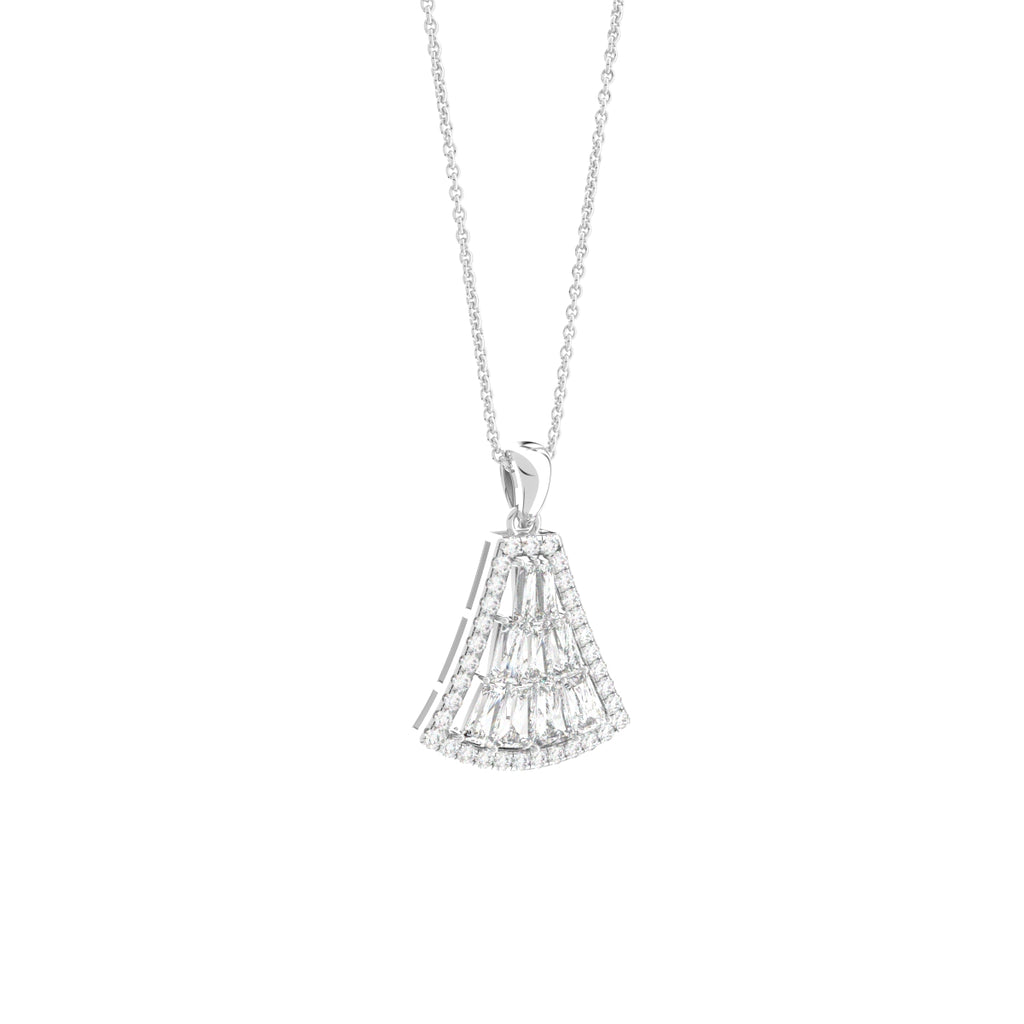 18K Christmas Tree Baguette Diamond Pendant — 3D VIEW