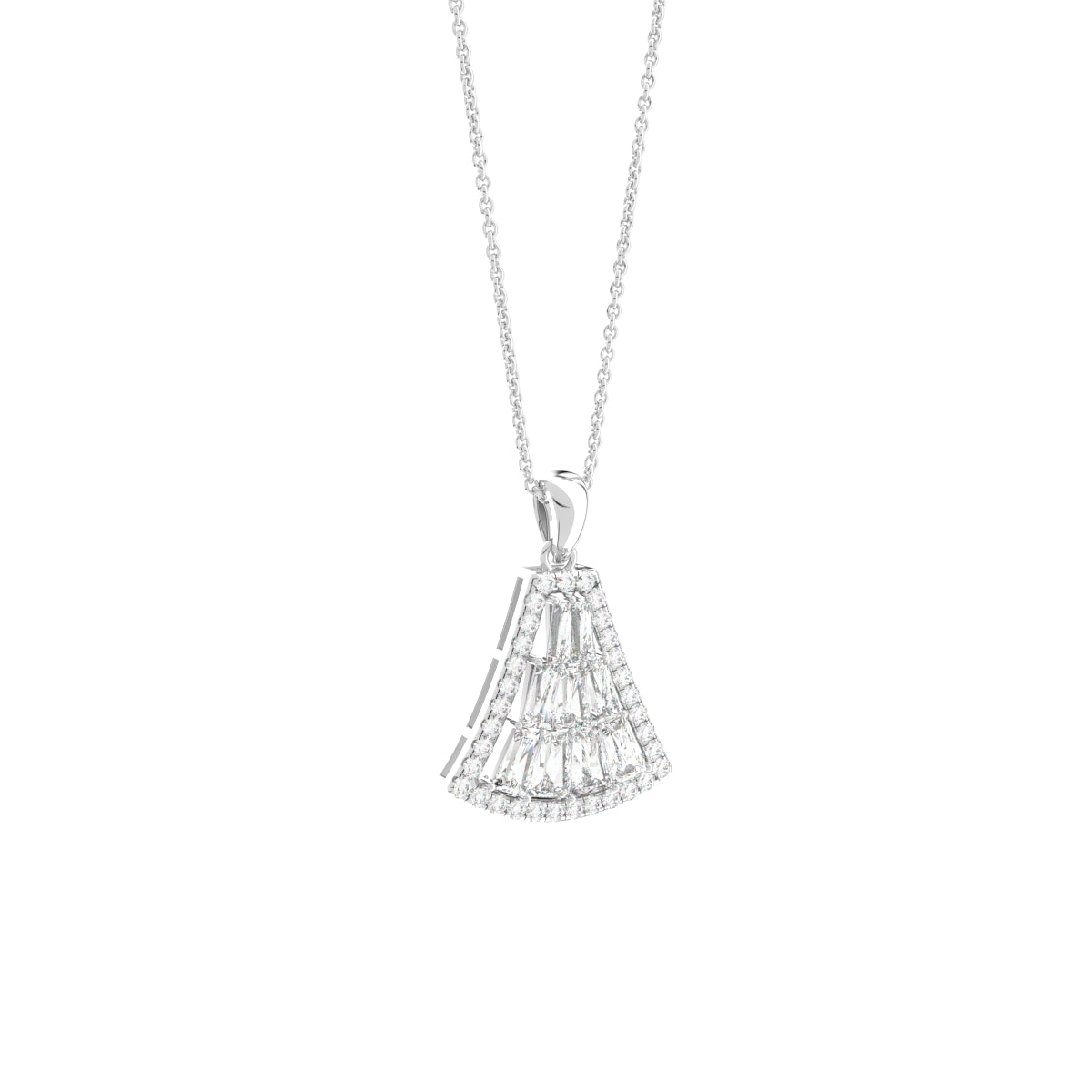 18K Christmas Tree Baguette Diamond Pendant — 3D VIEW