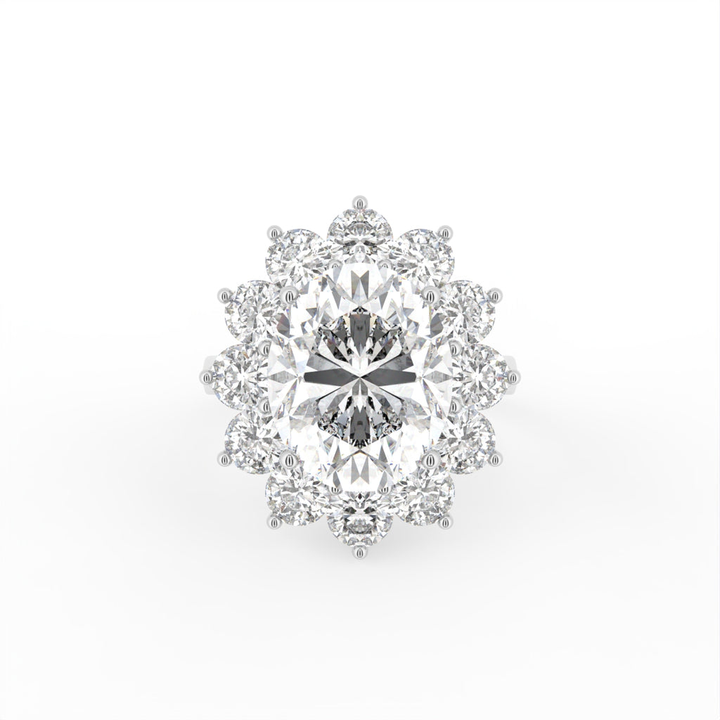 18K Halo Oval Diamond Ring — TOP