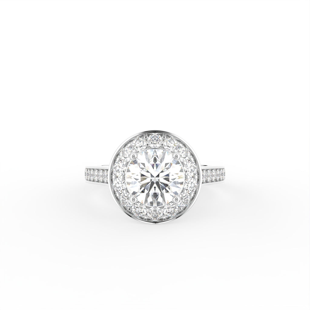 18K Halo Round Diamond Engagement Ring — TOP