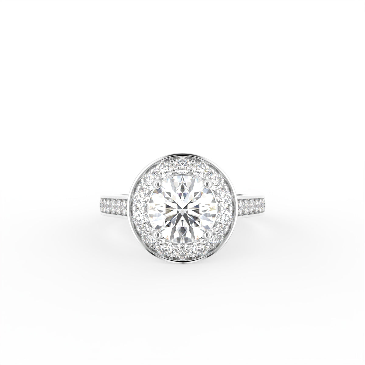 18K Halo Round Diamond Engagement Ring — TOP