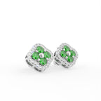 18K Colored Diamond Halo Earrings — 3D VIEW