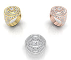 14K White Gold Bespoke Round Pave Diamond Ring — 3 COLOR