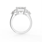 18K Trilogy Emerald Cut Diamond Ring — FRONT