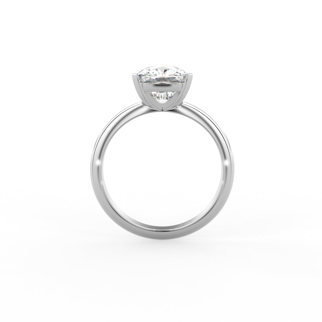 18K Two Tone Solitaire Cushion Diamond Engagement Ring — FRONT