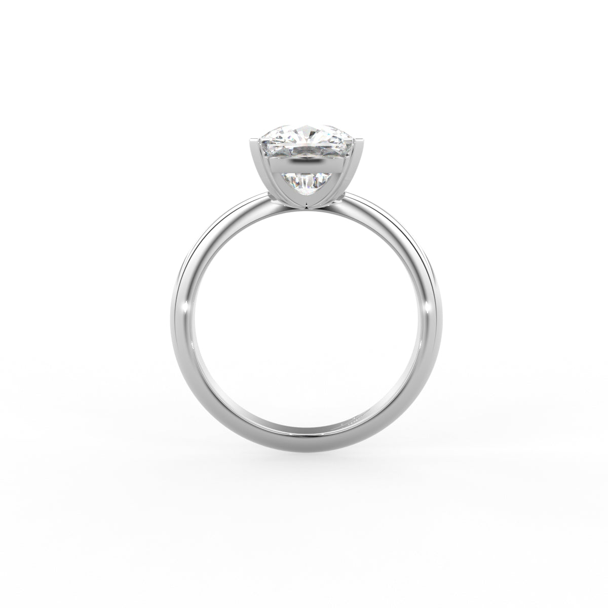 18K Two Tone Solitaire Cushion Diamond Engagement Ring — FRONT