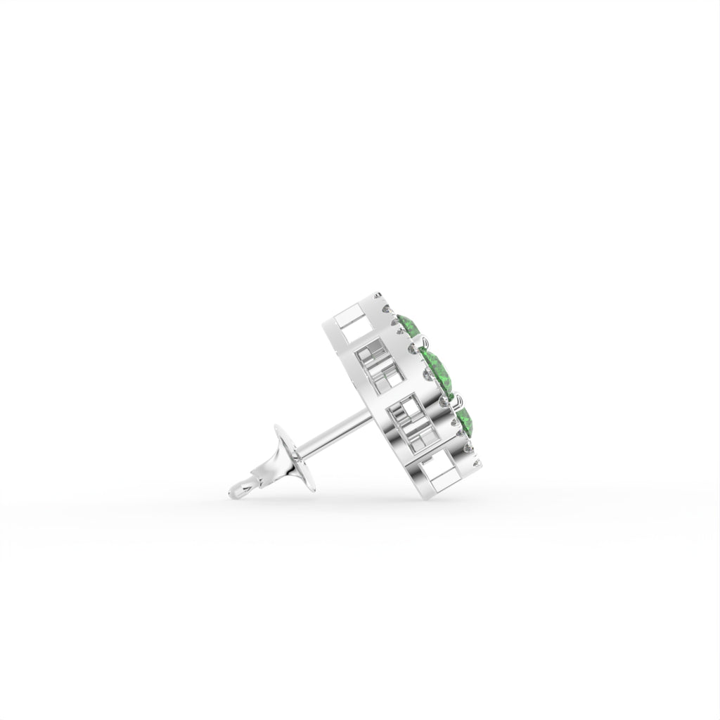 18K Colored Diamond Halo Earrings — SIDE VIEW