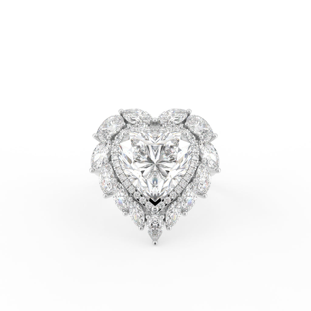 18K Halo Heart Diamond Ring — TOP