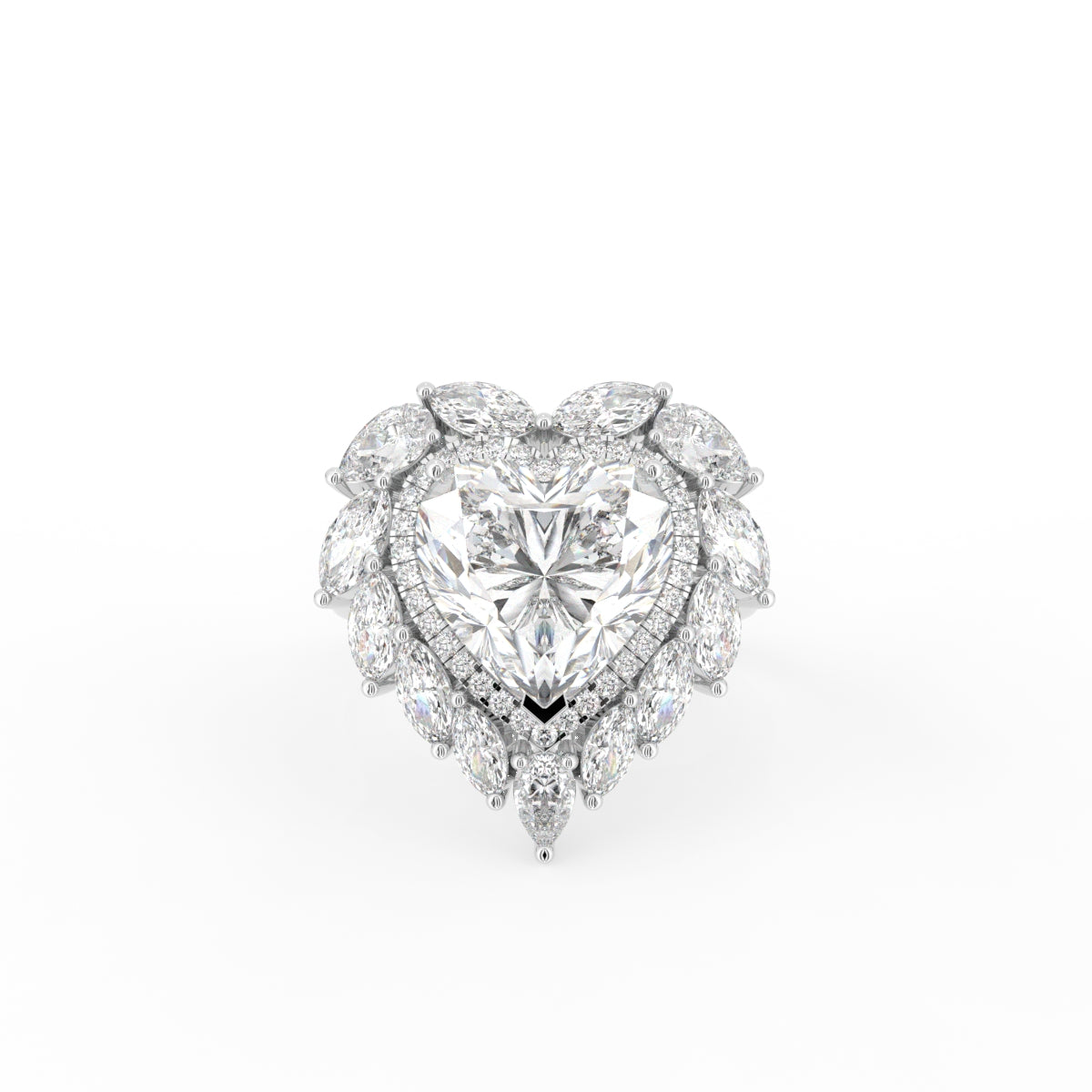 18K Halo Heart Diamond Ring — TOP