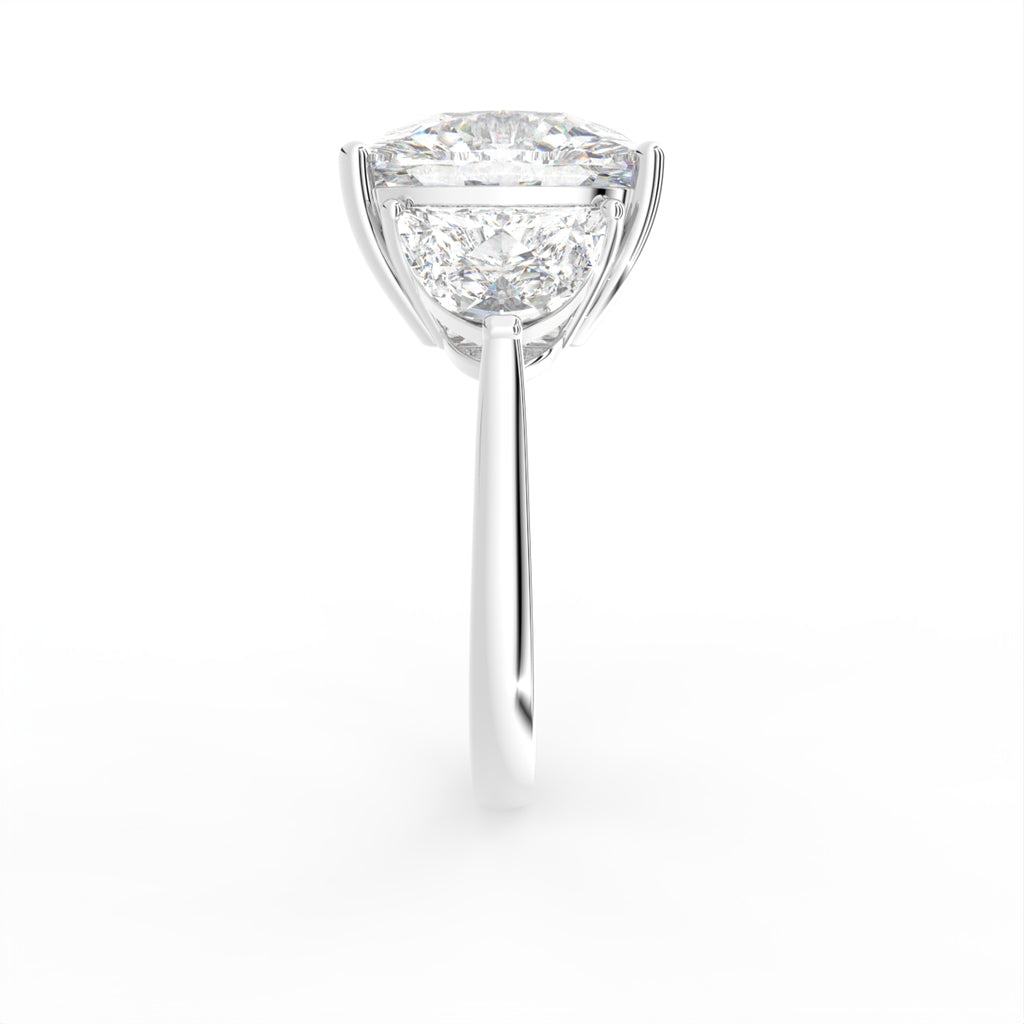 18K White Gold Cushion Solitaire Diamond Ring — SIDE