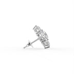 18K Round Halo Bespoke Diamond Earrings — SIDE VIEW