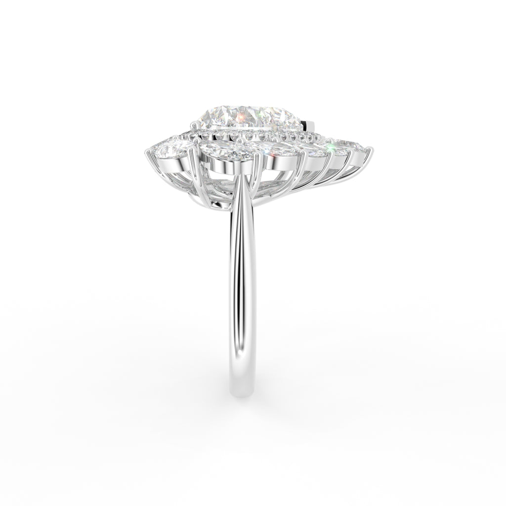 18K Halo Heart Diamond Ring — SIDE