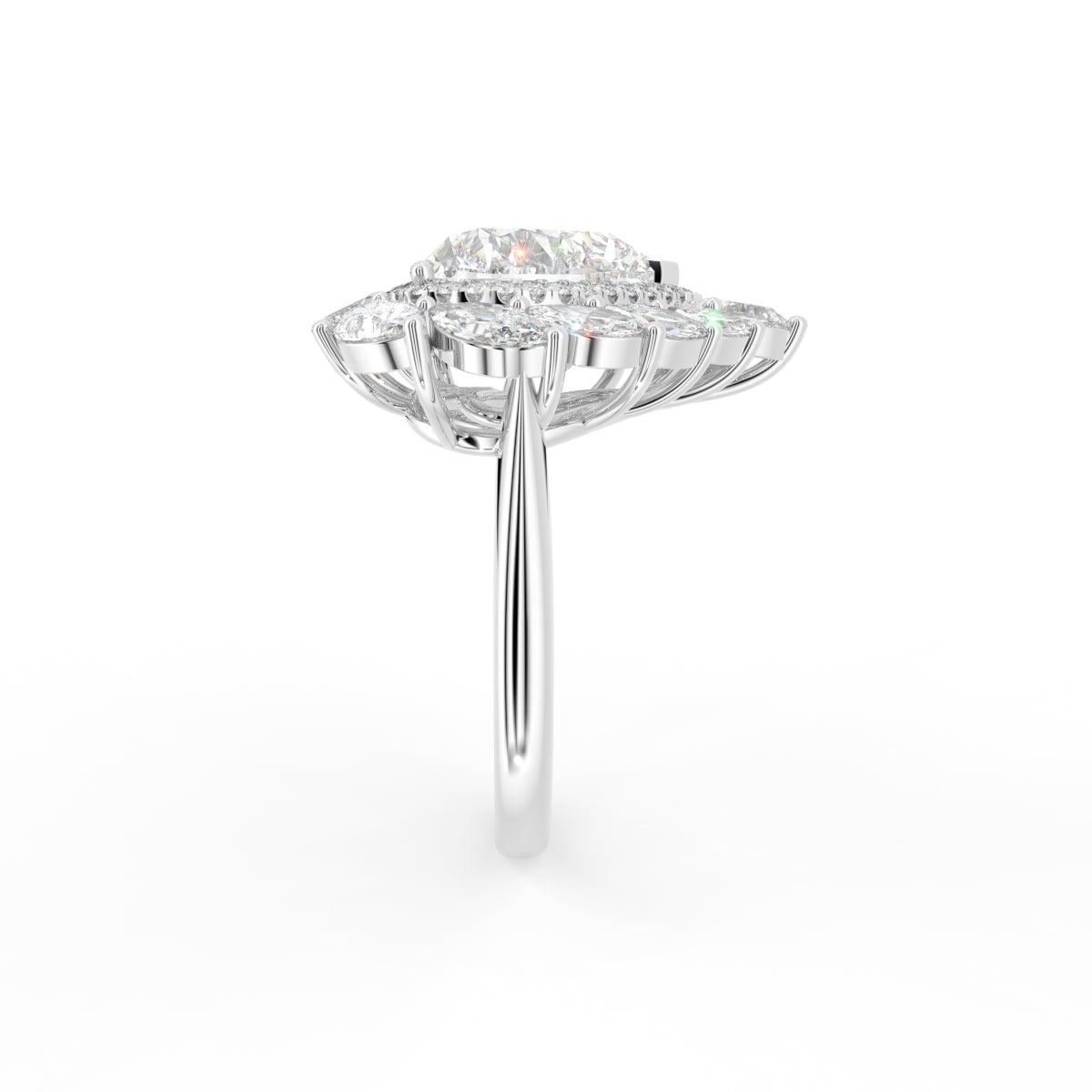 18K Halo Heart Diamond Ring — SIDE